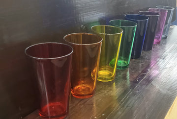 Colored pint glassware